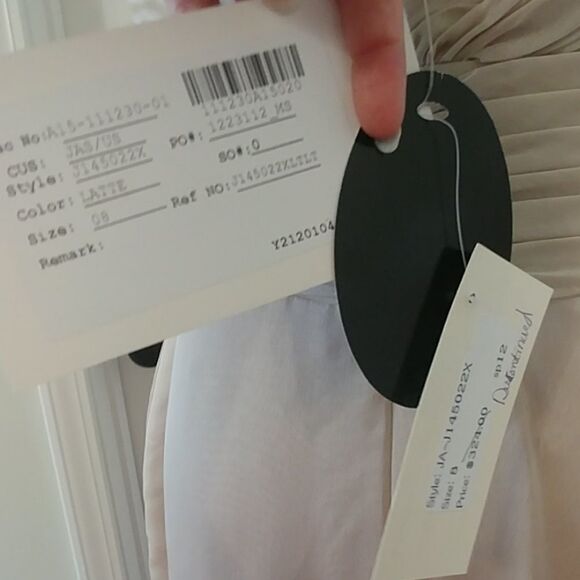 NWT Jade Special Occasion Tiffany Chiffon Khaki Tea Length dress Sz 8 - Picture 7 of 12